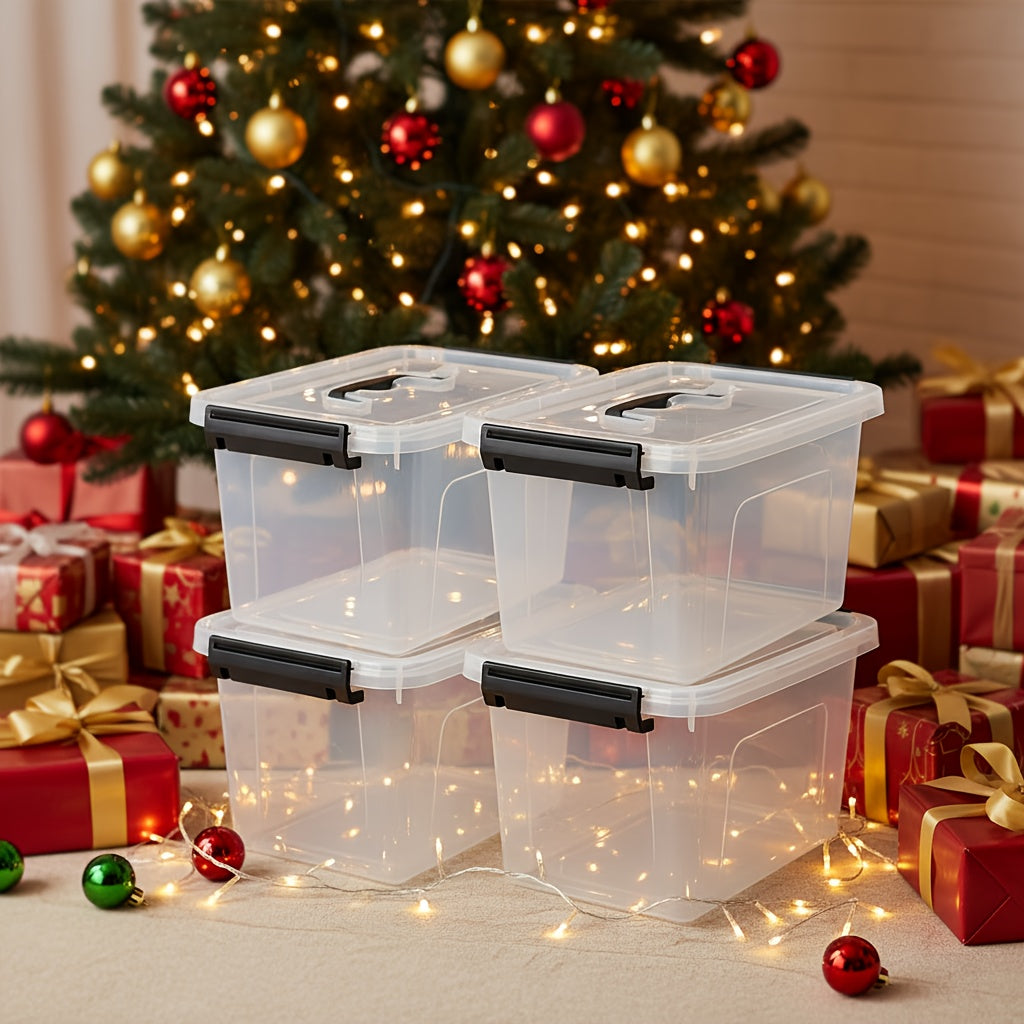 Easy-Access 6pcs Stackable Home Storage Bins – portable space-saving storage, 6pcs Stackable Transparent Plastic Large Capacity Storage Box Covered Storage Box - Suitable for, designed for American homes, daily convenience and practical gifting