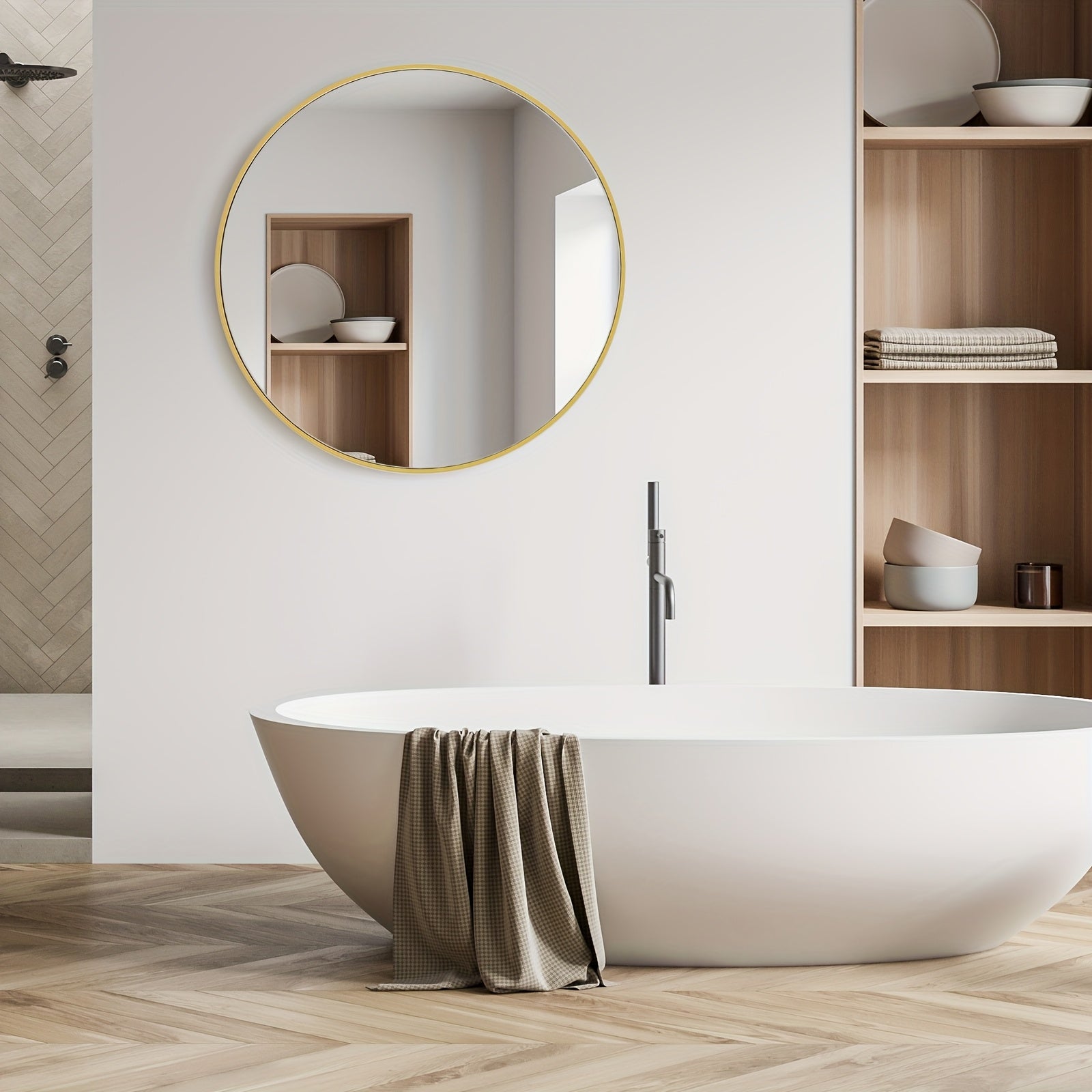 Smart Home Accent Rug – comfortable decorative floor coverage, Round Metal Wall Mirror - Classic Round Decorative Mirror for Entryway Bathroom Sink And, designed for American homes, daily convenience and practical gifting