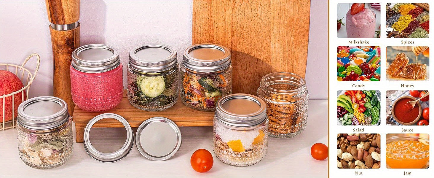 Modern 8oz Mason Jar Set – clear pantry organization, reusable lidded storage, designed for American kitchens, pantries, apartments, home organization, daily use and practical gifting