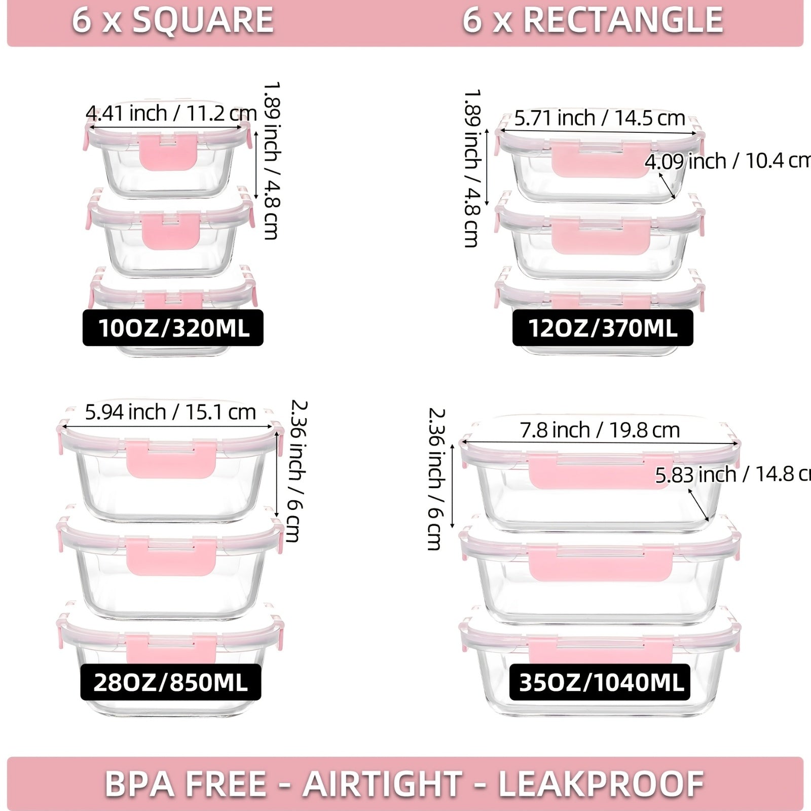 Smart 24pcs Glass Meal Prep Container Set – leak-resistant reusable meal prep, 24pcs 12 Lids 12 Glass Bowl Borosilicate Glass Food Storage Containers with Airtight Lids, designed for American homes, daily convenience and practical gifting