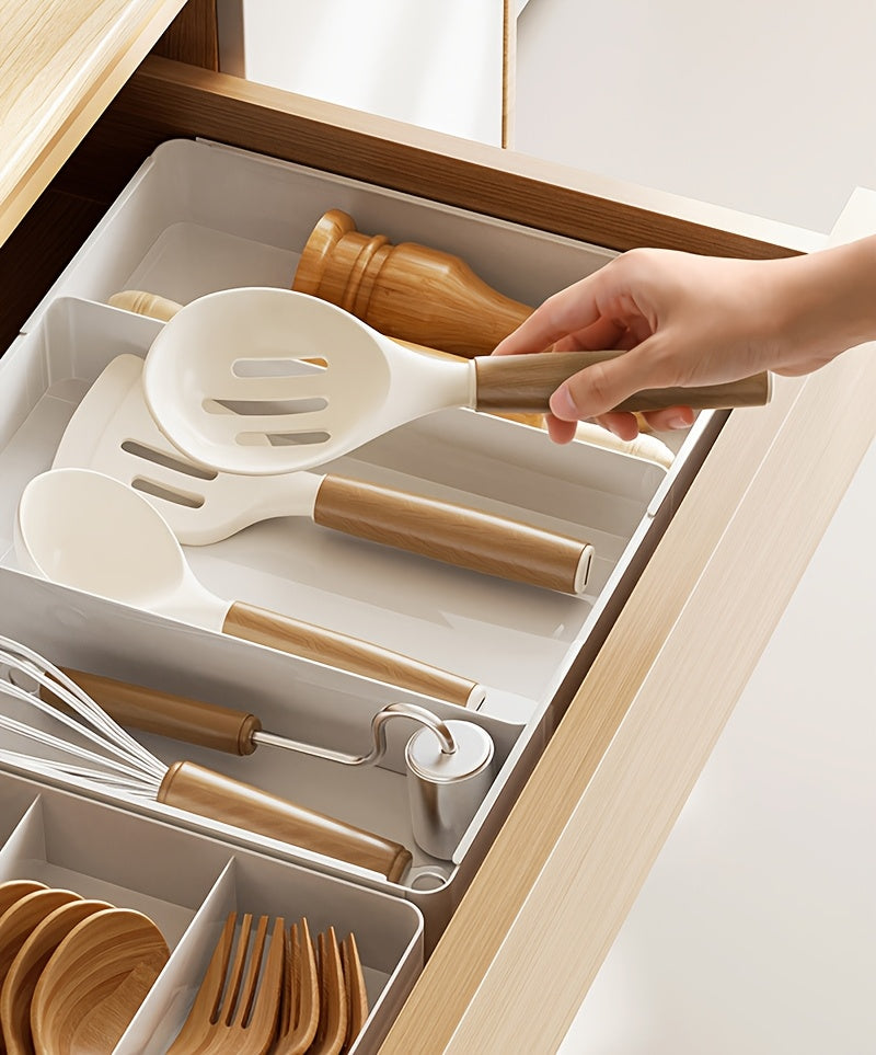Heavy-Duty Stackable Storage Drawer – smooth-access cabinet organization, Adjustable Kitchen Utensil Tray with Expandable Drawer Organizer Ideal for Forks Spoons Knives And, designed for American homes, daily convenience and practical gifting