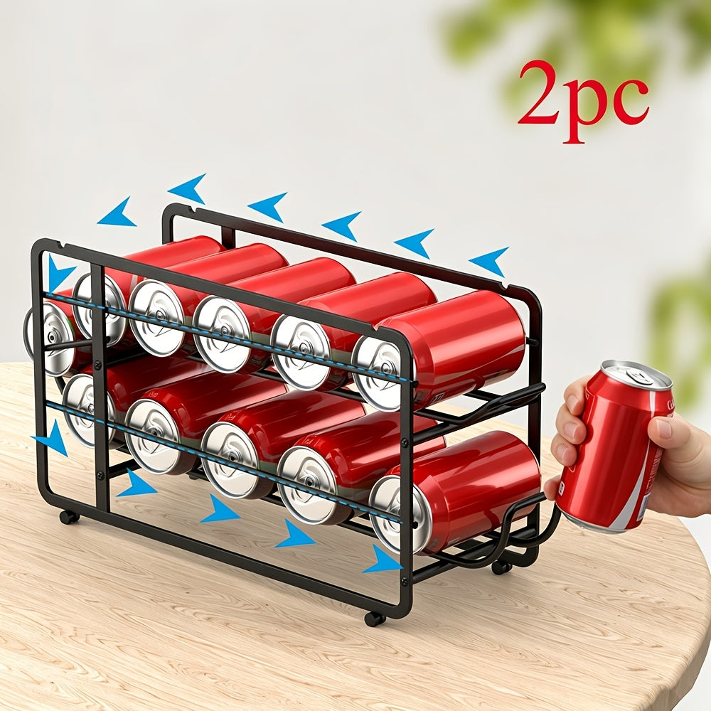 2 Pack Sliding Can Dispenser Rack Stackable Can Storage Organizer Rack For Canned Food Kitchen Cabinet Pantry Countertop Can Rack Organizer