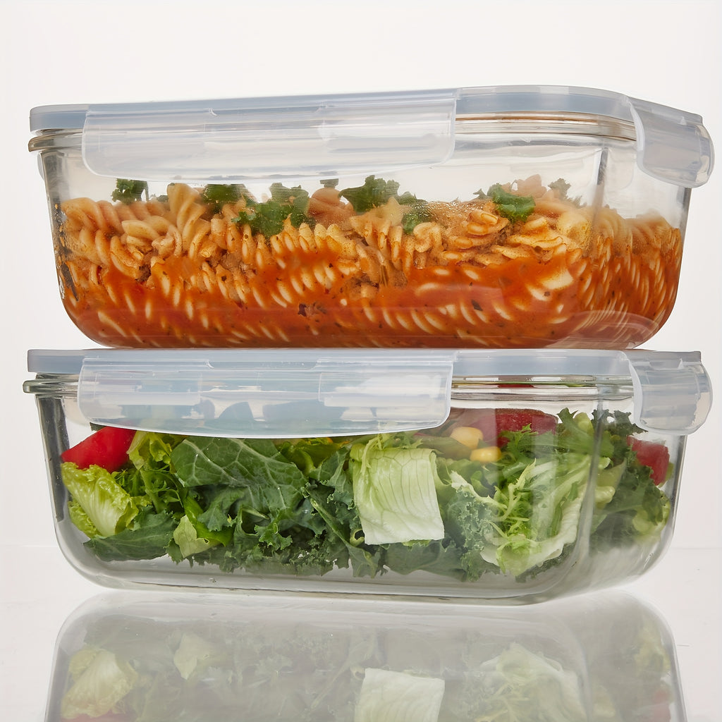 1860Ml/ 63Oz Large Glass Storage Containers with Lids, 2Pack Food & Dish Transport-Bus Tubs, Meal Prep Food Container Set with Snap Airtight Lid, Leak Proof, for Food Storage And Transportation