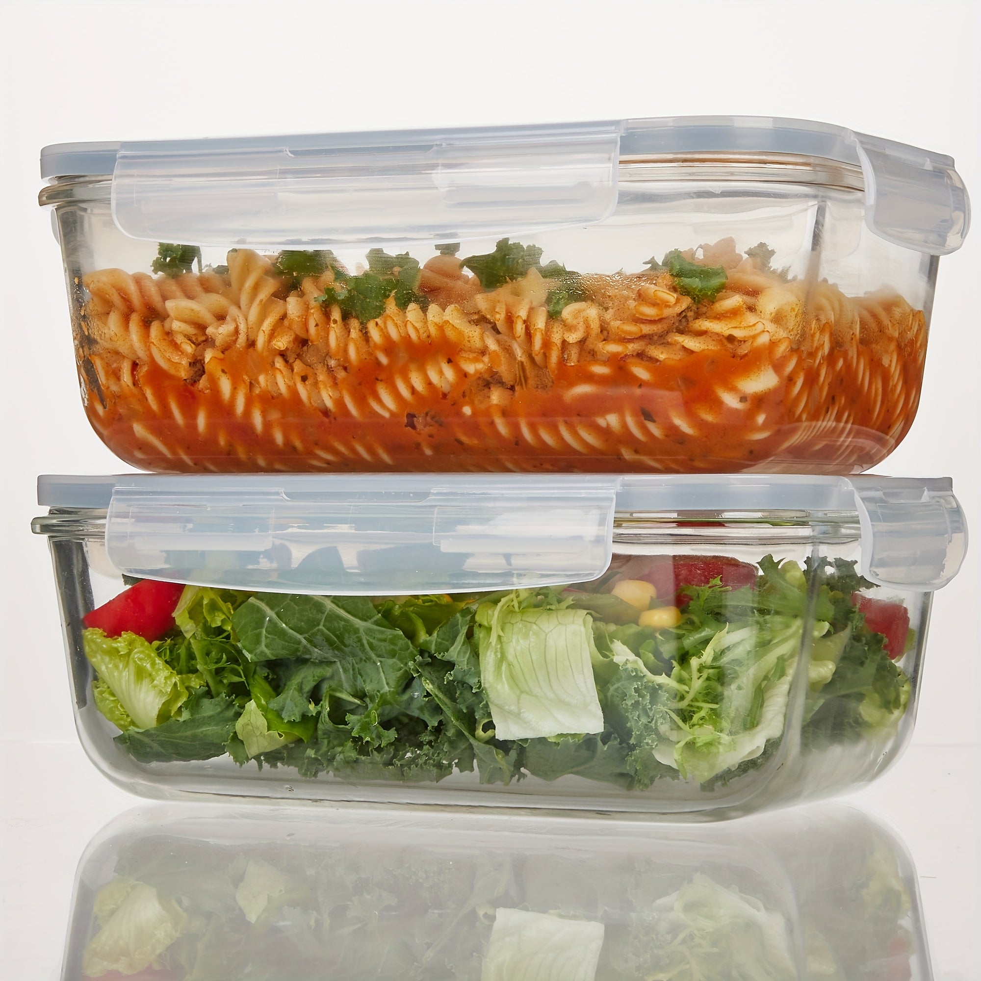 1860Ml/ 63Oz Large Glass Storage Containers with Lids, 2Pack Food & Dish Transport-Bus Tubs, Meal Prep Food Container Set with Snap Airtight Lid, Leak Proof, for Food Storage And Transportation