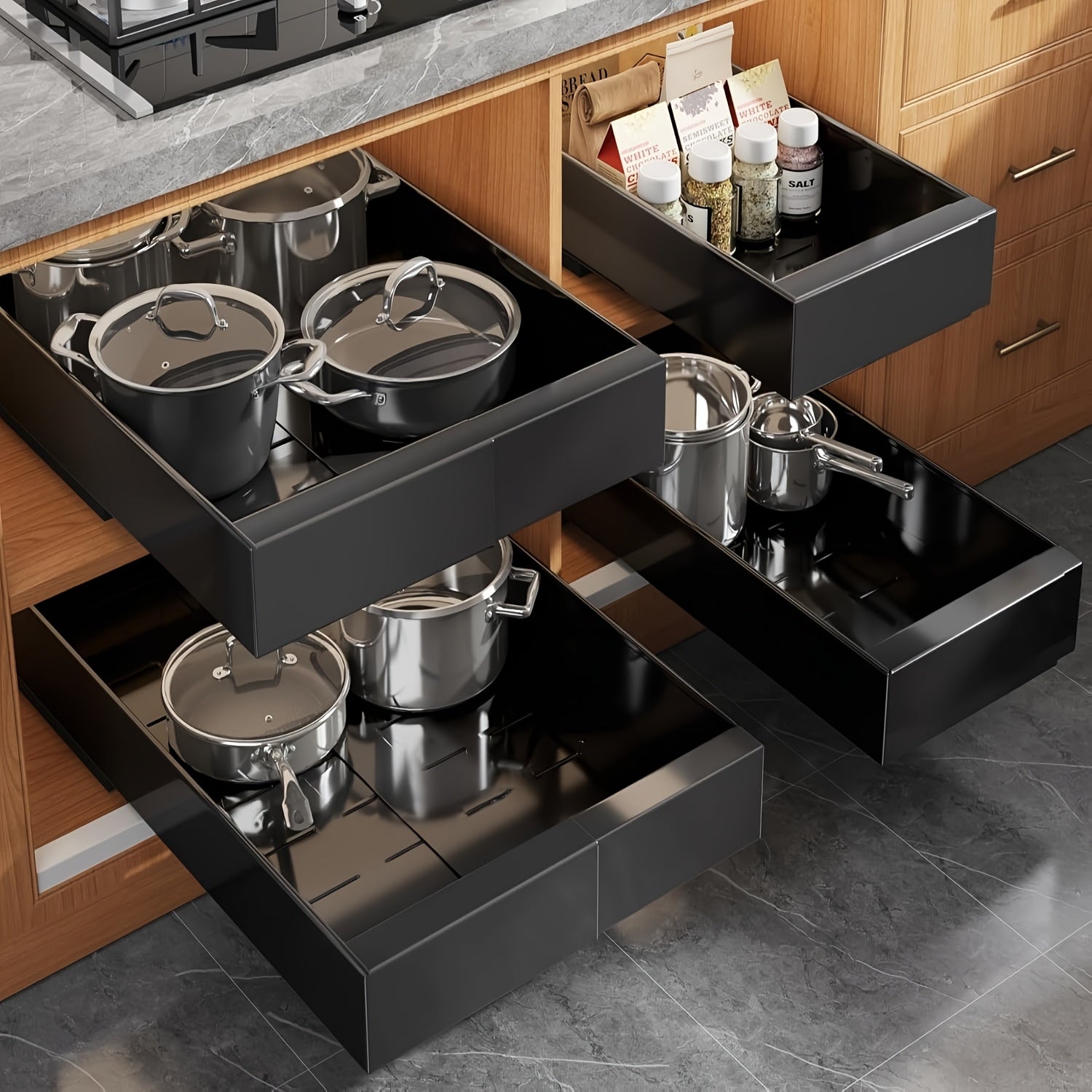 Smart 1pc Pull-Out Cabinet Organizer – smooth-access cabinet organization, Pull Out Storage 1pc 2pcs Expandable Pull-Out Cabinet Organizer Suitable for Heavy-Duty Sliding Storage, designed for American homes, daily convenience and practical gifting