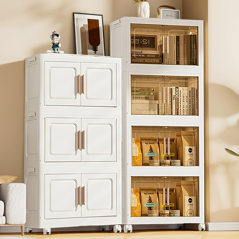 Modern Home Storage Organizer – space-saving everyday organization, Stackable Plastic Storage Cabinet with 2 to 5 Tiers Featuring Doors And Wheels Designed, designed for American homes, daily convenience and practical gifting