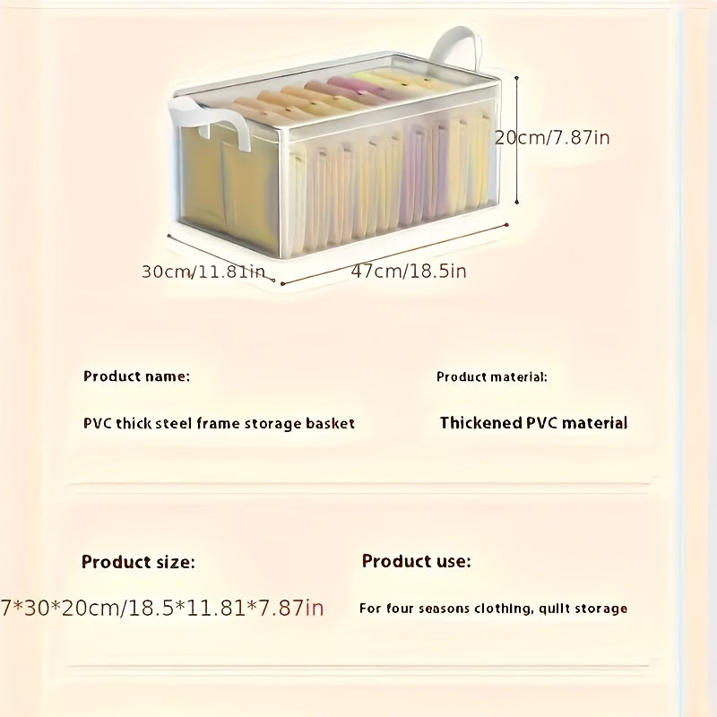 Modern 6pcs Stackable Home Storage Bins – portable space-saving storage, 6pcs Storage Box Stackable Steel Frame Wardrobe Storage Box Transparent Foldable PVC Storage Box, designed for American homes, daily convenience and practical gifting