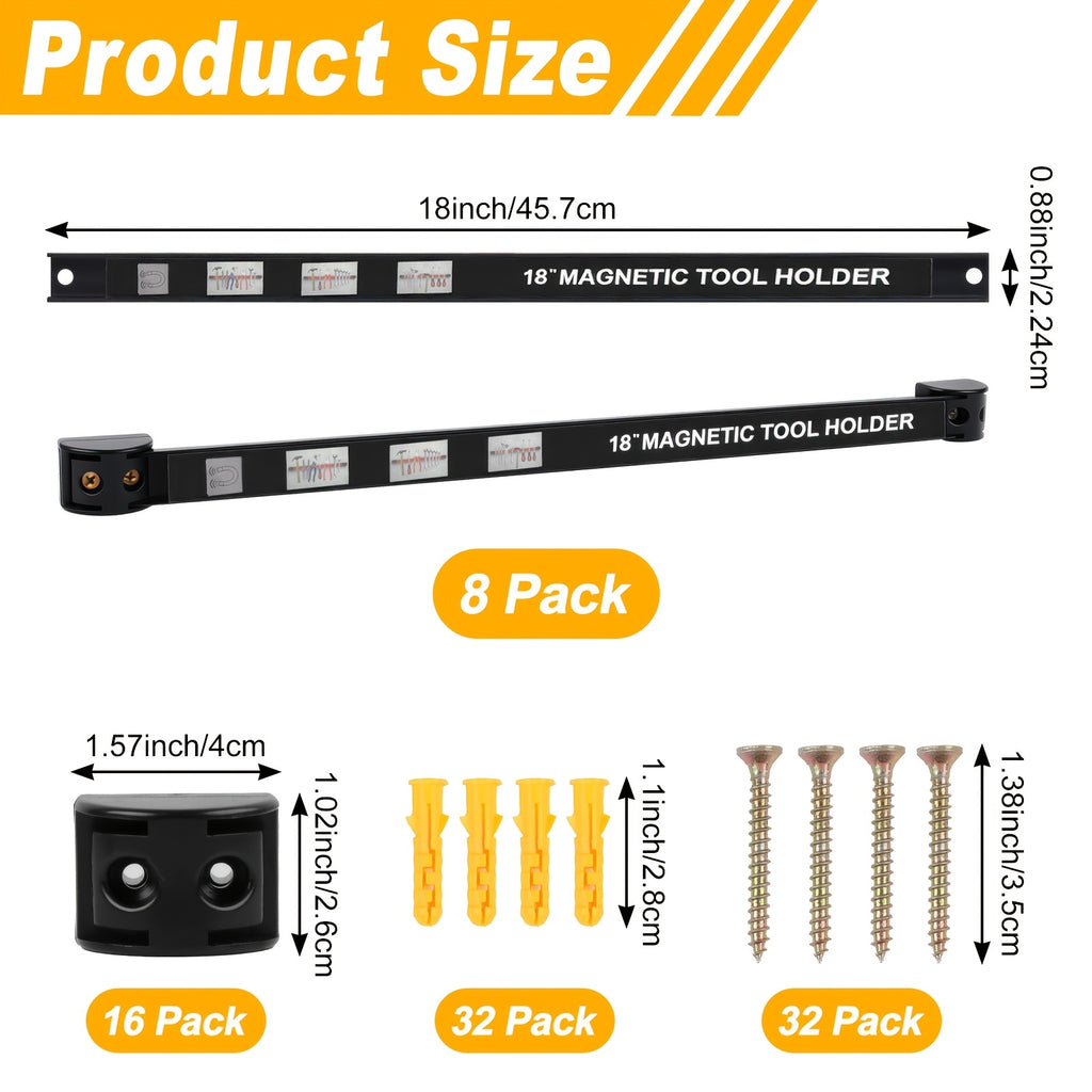 Smart 8pcs Adjustable Home Storage Rack – durable multi-purpose storage, 18-Inch Magnetic Tool Bar 8pcs Set Heavy-Duty Metal Tool Magnetic Strip Suitable for Garage, designed for American homes, daily convenience and practical gifting