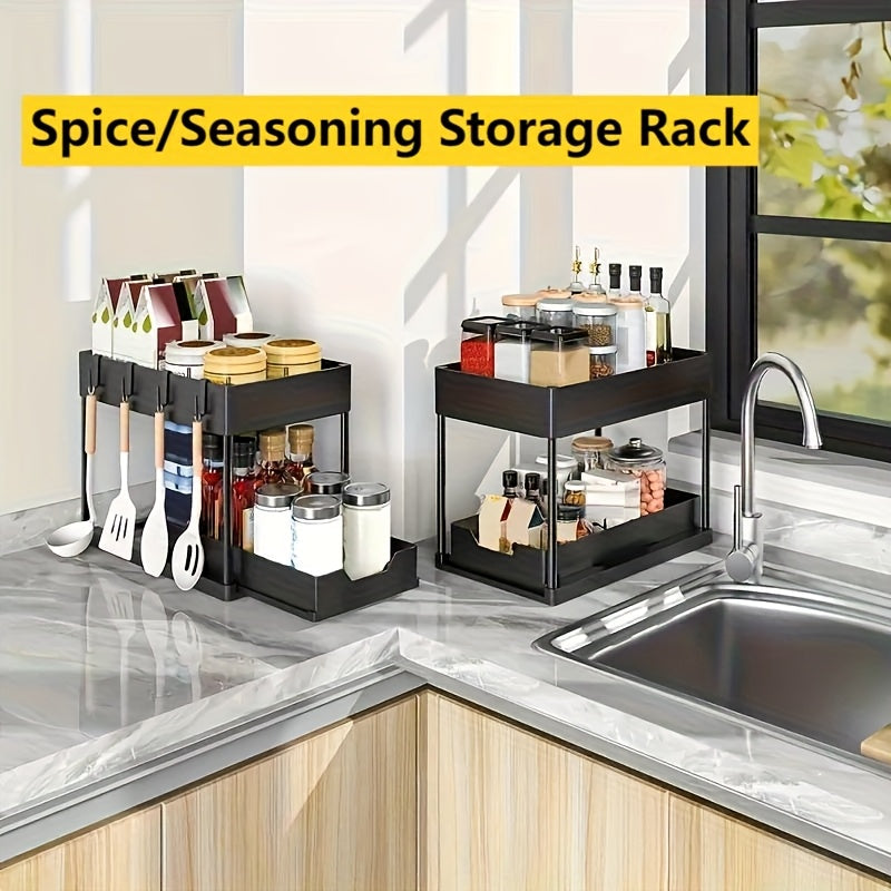 Modern 2pcs Pull-Out Cabinet Organizer – smooth-access cabinet organization, 2pcs Sliding Cabinet Basket Storage Drawer Under Sink Organizer Bathroom Cabinet Organizer Multi-Purpose Organizer, designed for American homes, daily convenience and practi