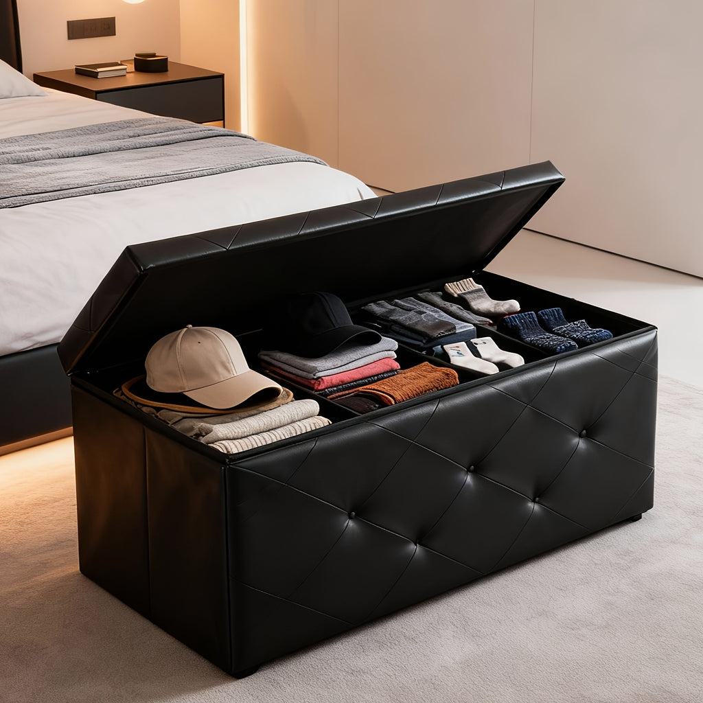 Smart Home Storage Organizer – space-saving everyday organization, Multi-Functional Ottoman with Storage Bench Folding Foot Rest Stool Space-Saving Load 660 lbs Upholstered, designed for American homes, daily convenience and practical gifting