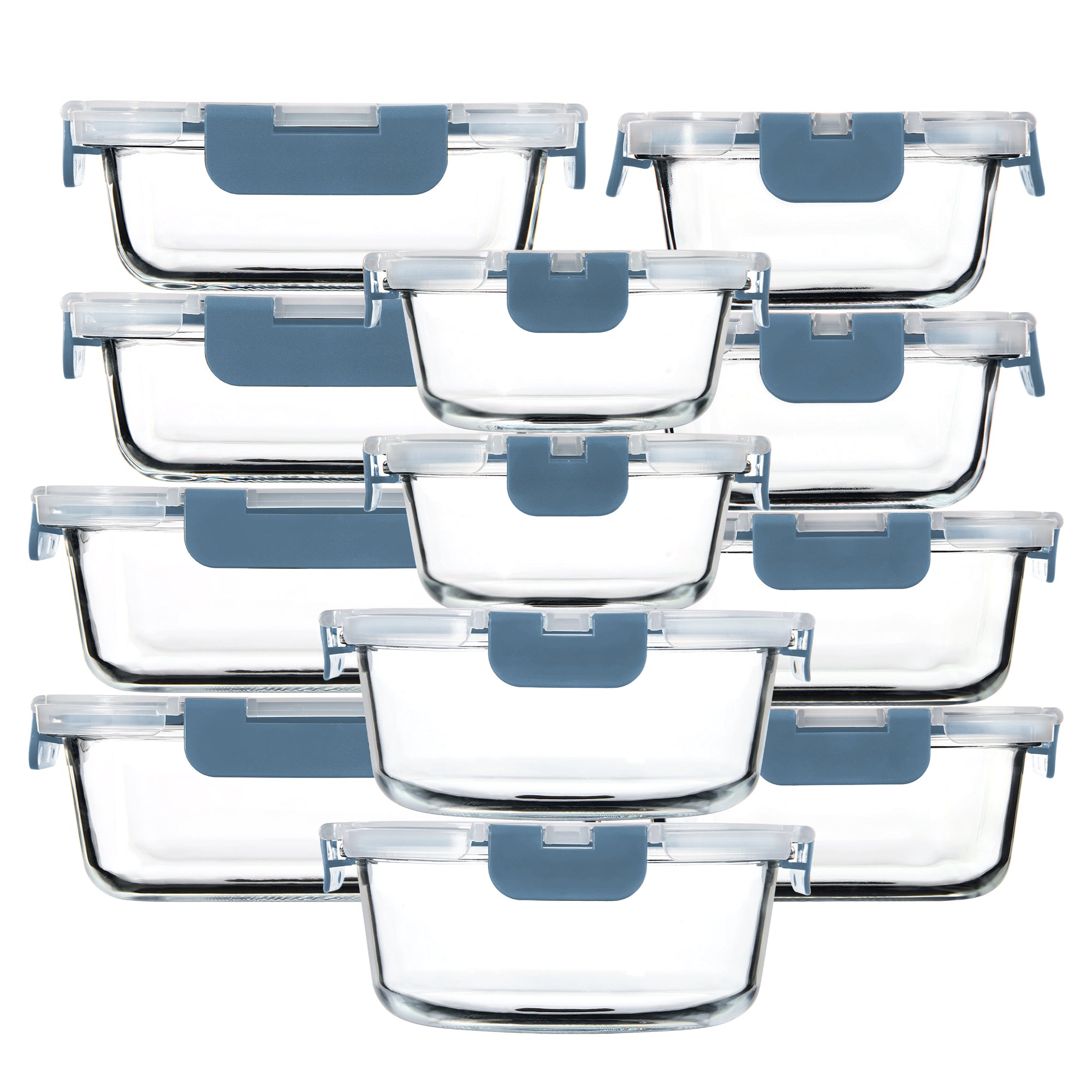 Easy-Access 12pcs Glass Meal Prep Container Set – leak-resistant reusable meal prep, 12pcs Glass Food Storage Containers with Lids Meal Prep Pantry Kitchen Storage Containers for, designed for American homes, daily convenience and practical gifting