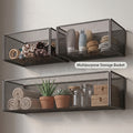 3-Pack Magnetic Storage Organizer 2 Small And 1 Large, Strong Magnet No Drill Wall Mount Basket, Metal Mesh Fridge Storage Rack, Kitchen Spice Organizer, Multi-Use Holder for Refrigerator Washing Machine Coffee Machine Home Wall Storage