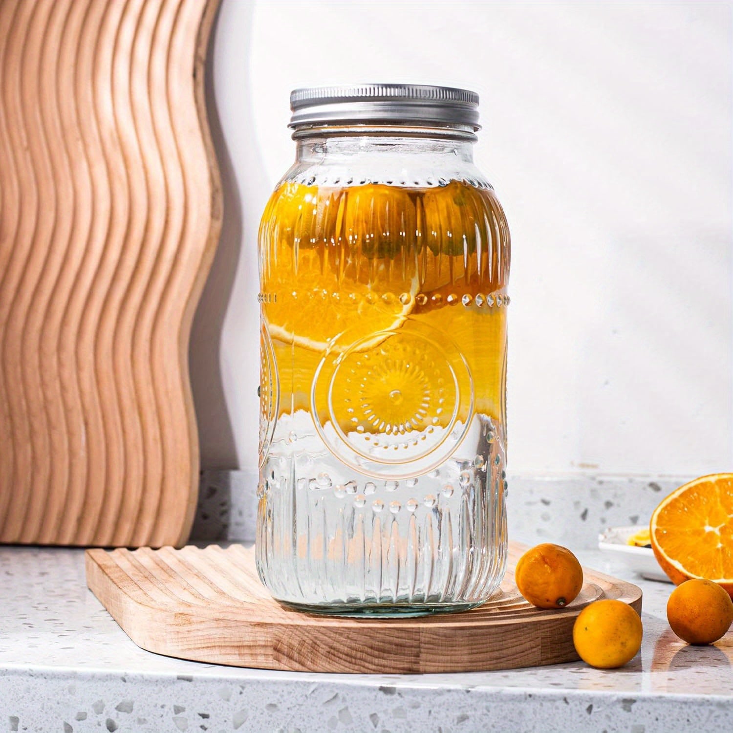 Space-Saving 64oz Mason Jar Set – clear reusable pantry storage, Amzcku 64oz Vintage Mason Jars with Lids Wide Mouth 2 Quart Canning Jar Half, designed for American homes, daily convenience and practical gifting