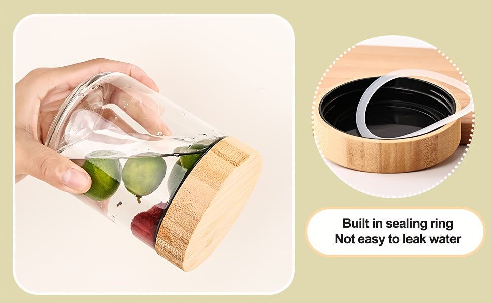 4/6 Packs Overnight Oats Containers with Bamboo Lids, Glass Jars with Airtight Lids for Meal Prep, Wide Mouth Mason Salad Jars, Glass Food Storage Container for Yogurt Chia Snacks Spice Sugar