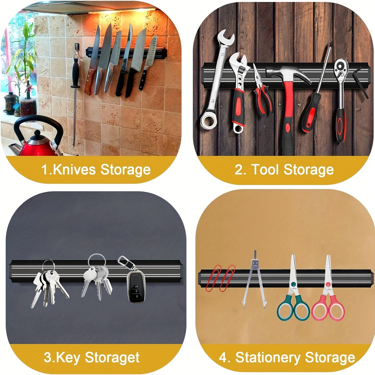 Heavy-Duty 1pc Adjustable Home Storage Rack – durable multi-purpose storage, 1pc of Magnetic Tool Storage Strip Knife Holder Kitchen Utensil Rack Tool Holder Christmas, designed for American homes, daily convenience and practical gifting