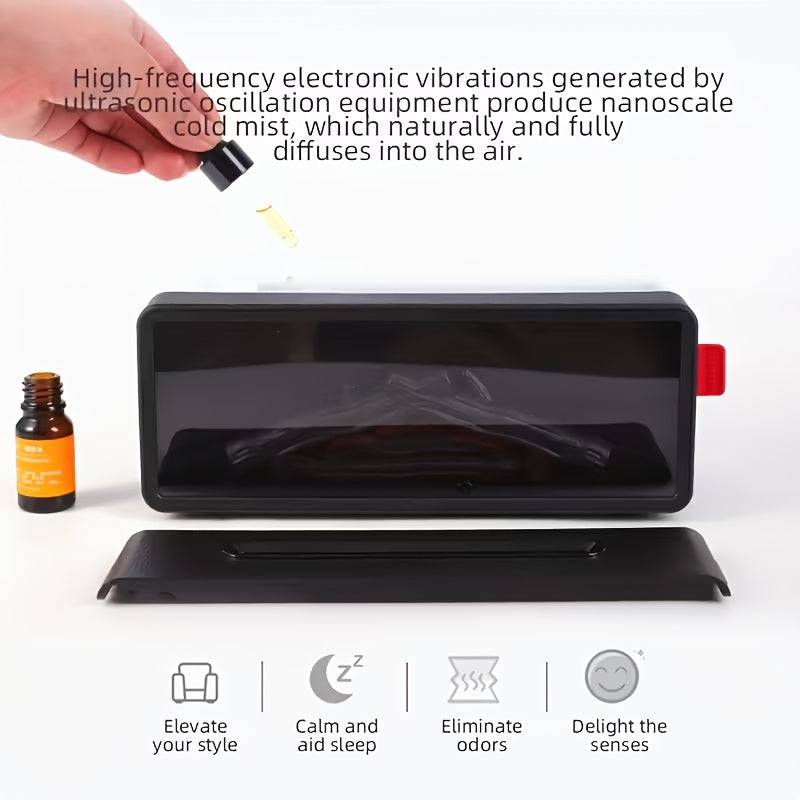 Ambient Home Decor – 3D Realistic Flame Electric Fireplace, Dual-function Aroma Diffuser And Humidifier, Silent Operation, Realistic Fireplace Effect with Flickering Flames, Suitable for Liv