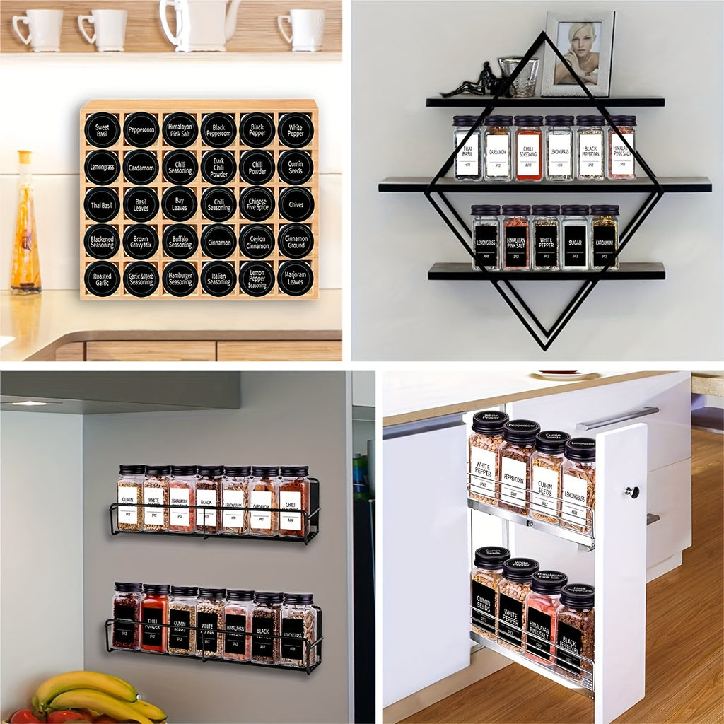 Easy-Access 24pcs Glass Spice Jar Set – clear reusable pantry storage, 24pcs Glass Spice Jars with Labels Square Empty Spice Containers Condiment Squeeze Bottles Seasoning, designed for American homes, daily convenience and practical gifting