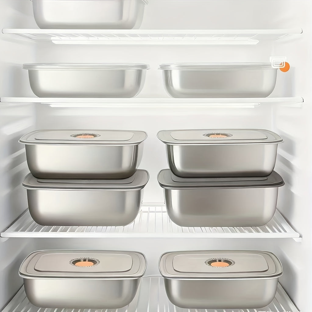 6pcs Stainless Steel Food Storage Containers | 40.58oz Each, Airtight Stackable Lunch Box System with Lids for Fridge & Freezer, Large Capacity Meal Prep Containers for Leftovers, Vegetables, Meat, Pantry Organization - Heavy-Duty