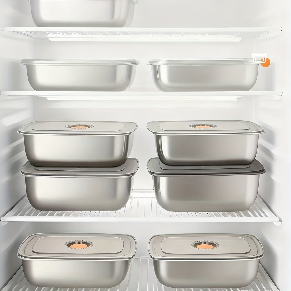 6pcs Stainless Steel Food Storage Containers | 40.58oz Each, Airtight Stackable Lunch Box System with Lids for Fridge & Freezer, Large Capacity Meal Prep Containers for Leftovers, Vegetables, Meat, Pantry Organization - Heavy-Duty