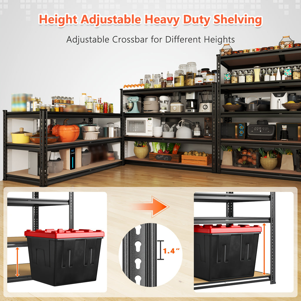 40''W Garage Shelving 2500LBS Storage Shelves Heavy Duty Shelving 72''H 5 Tier Metal Shelves for Garage Shelves Adjustable Shelving Units And Storage for Closet Pantry Shelf, 40"W X 72"H X 20"D. Storage and Organization