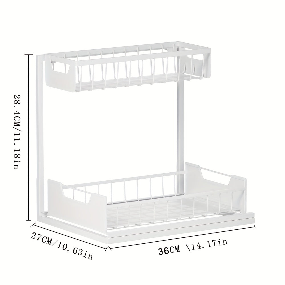 Versatile 1pack Pull-Out Cabinet Organizer – smooth-access cabinet organization, 2-Tier Sliding Under Sink Organizer Rack Kitchen Lower Sink Sorting Sliding Pull-out Cabinet Sorting, designed for American homes, daily convenience and practical giftin