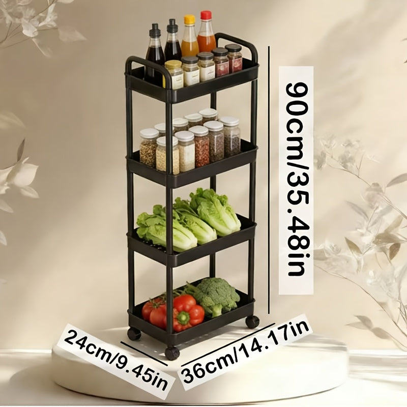 Space-Saving Adjustable Home Storage Rack – durable multi-purpose storage, Multifunctional Trolley Rack Kitchen Bathroom Toilet Floor Multi-layer Movable Storage Rack Practical Home Organization, designed for American homes, daily convenience and pra