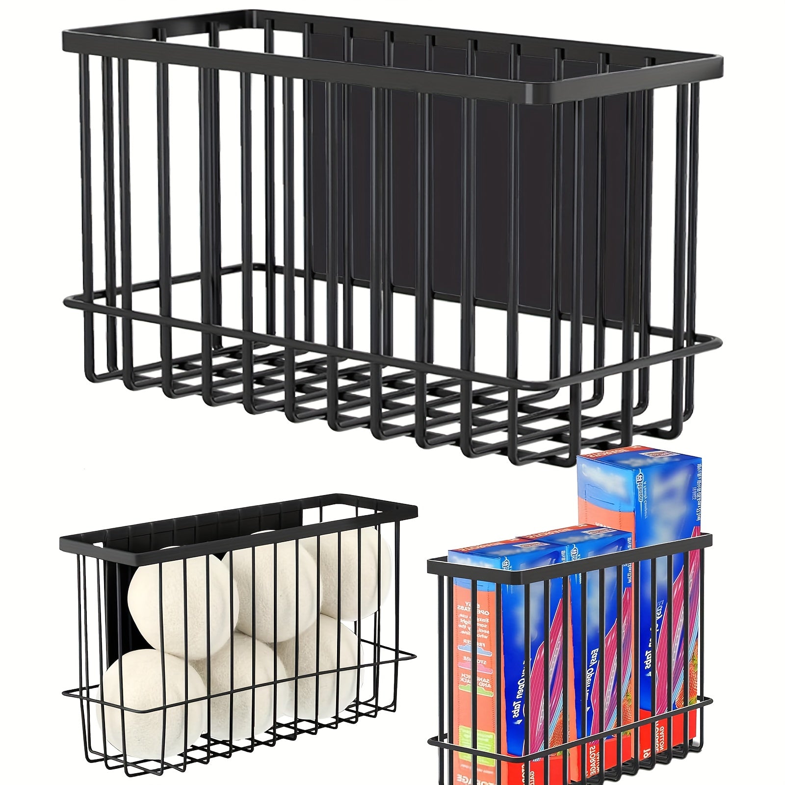 Magnetic Shelf for Fridge, Dryer Ball Storage Bins, Magnetic Basket Shelf for Refrigerator Pantry Kitchen Counter Laundry Organizer, Or Any Metal Surface, Can Hold Spices, Cans, Bottles, And Storage Baskets, Shelf Baskets