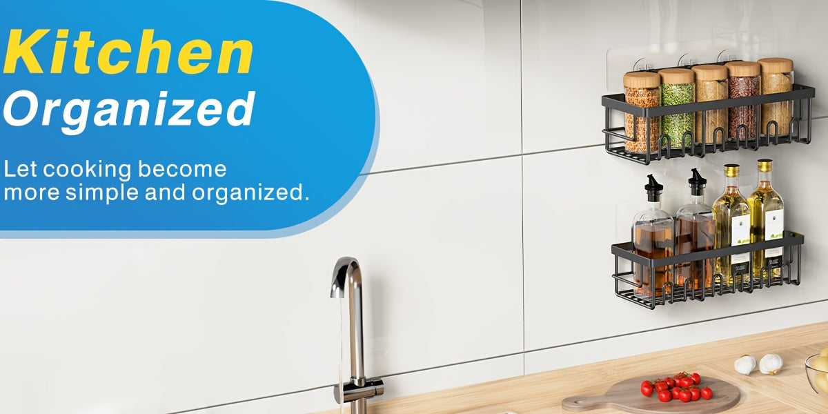 Bathroom Organizer – Shower Caddy Organizer, 5-Pack Adhesive Rustproof Stainless Steel Shower Shelves with Soap Holder, No Drilling Shower Storage Rack for Family Renters Bathroom, Random Co