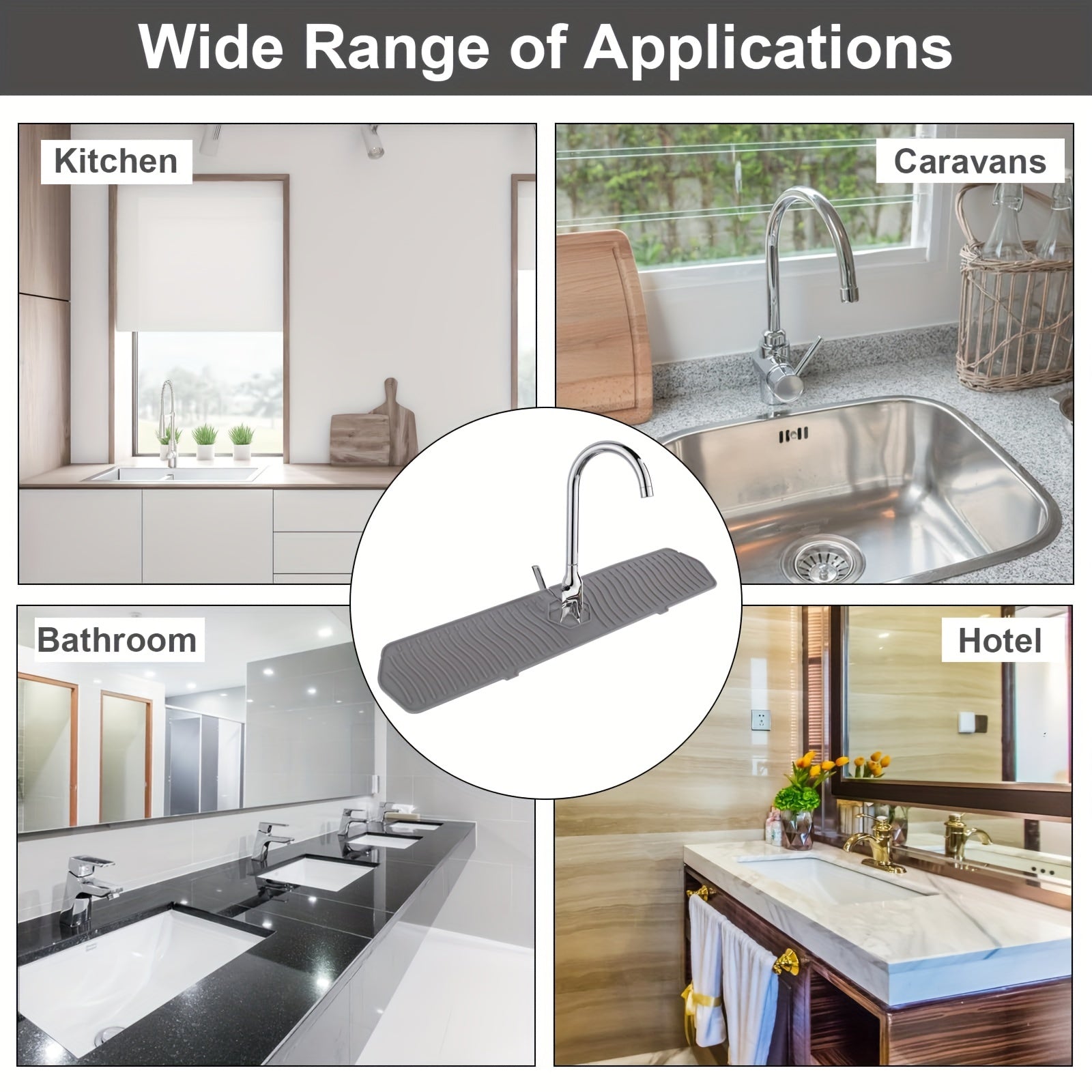 Modern Home Accent Rug – comfortable decorative floor coverage, Silicone Kitchen Drain Mat - Non-Slip Kitchen And Bathroom Faucet Foam Catcher Reusable Countertop, designed for American homes, daily convenience and practical gifting