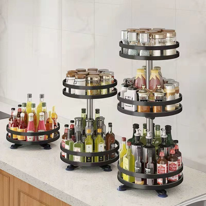 3-Tier/2-Tier Multi-Level Revolving Kitchen Organizer, A Smart Turntable Caddy To Eliminate Cabinet & Pantry Clutter, Features 360° Smooth-Glide Rotation & Raised Rims For Secure Storage Of Spices, Cans & Sauces