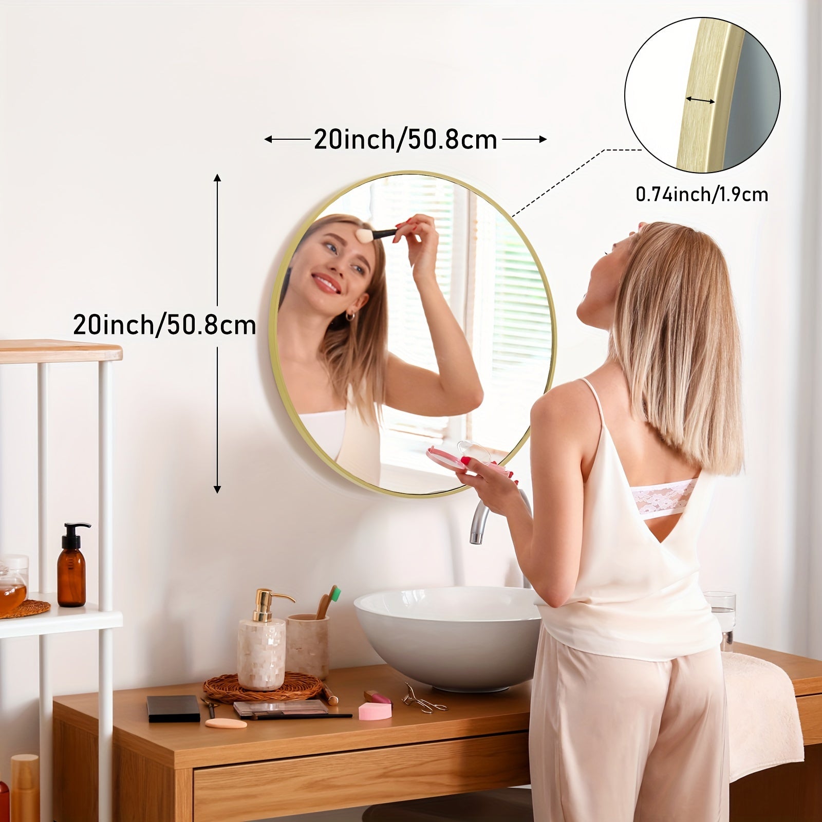 Area Rug – comfortable decorative floor coverage, Round Metal Wall Mirror with - Matte Frame