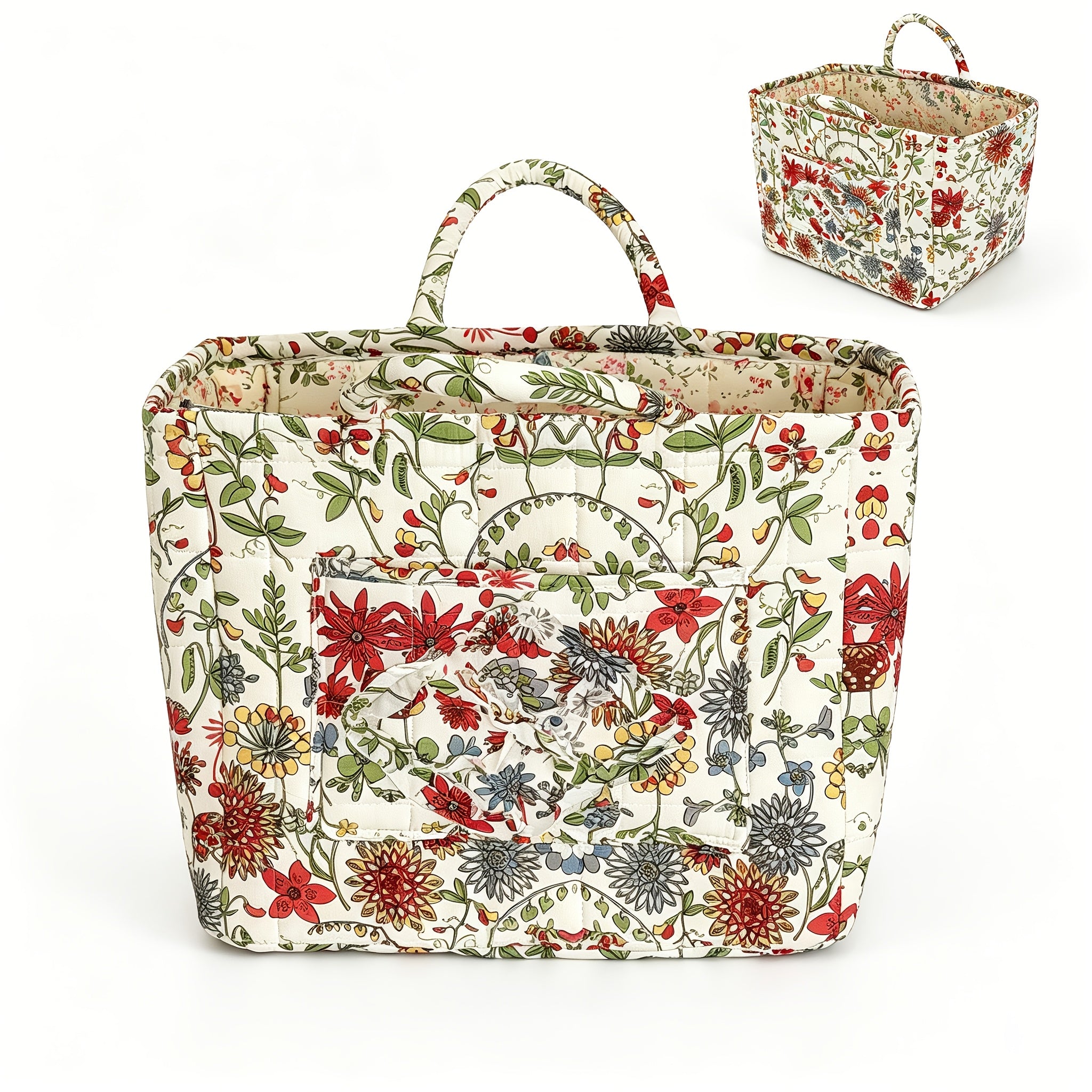 Modern Adjustable Home Storage Rack – durable multi-purpose storage, Large Floral Series Storage Basket Vintage Quilted Floral Portable Large-Capacity Home Storage Basket Suitable, designed for American homes, daily convenience and practical gifting