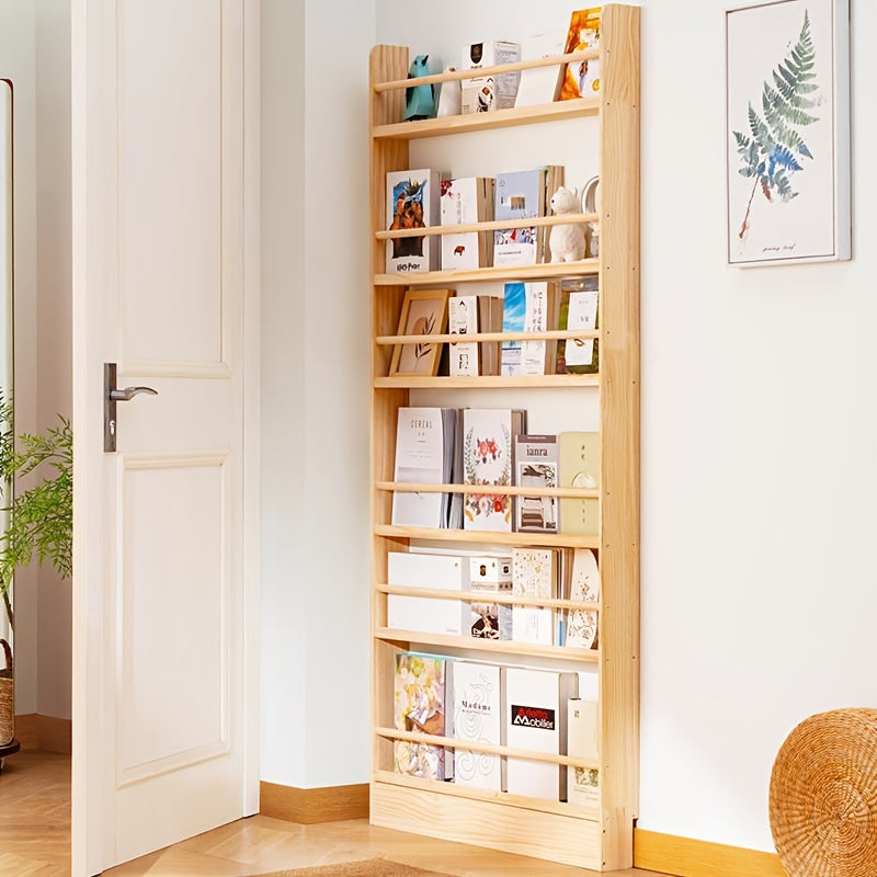 Home Living Essential – Creative Design, Ultra-Narrow Solid Wood Bookshelf, Bookcase, No Paint And Zero Fo