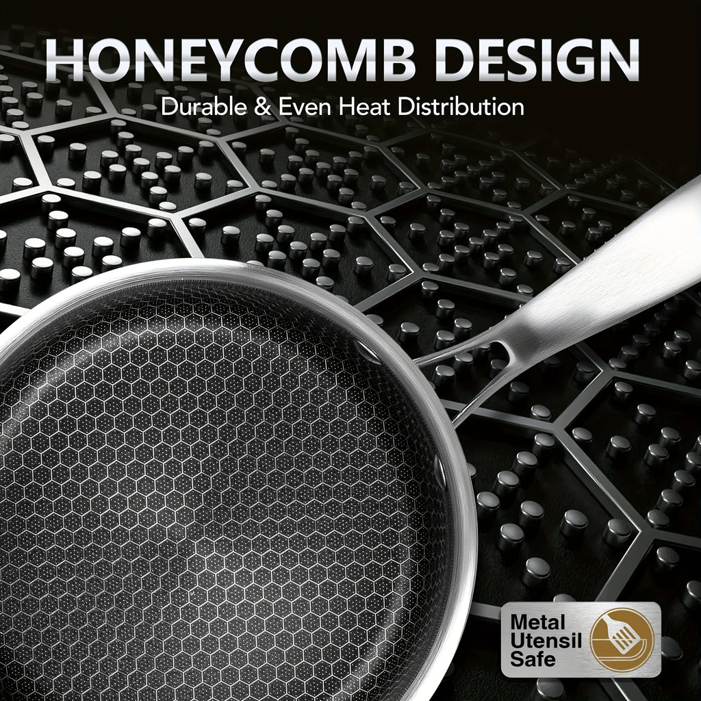 Saucepan with Lid, Premium Triple Ply Stainless Steel Sauce Pan with Lid, Small Saucepan with Honeycomb Interior