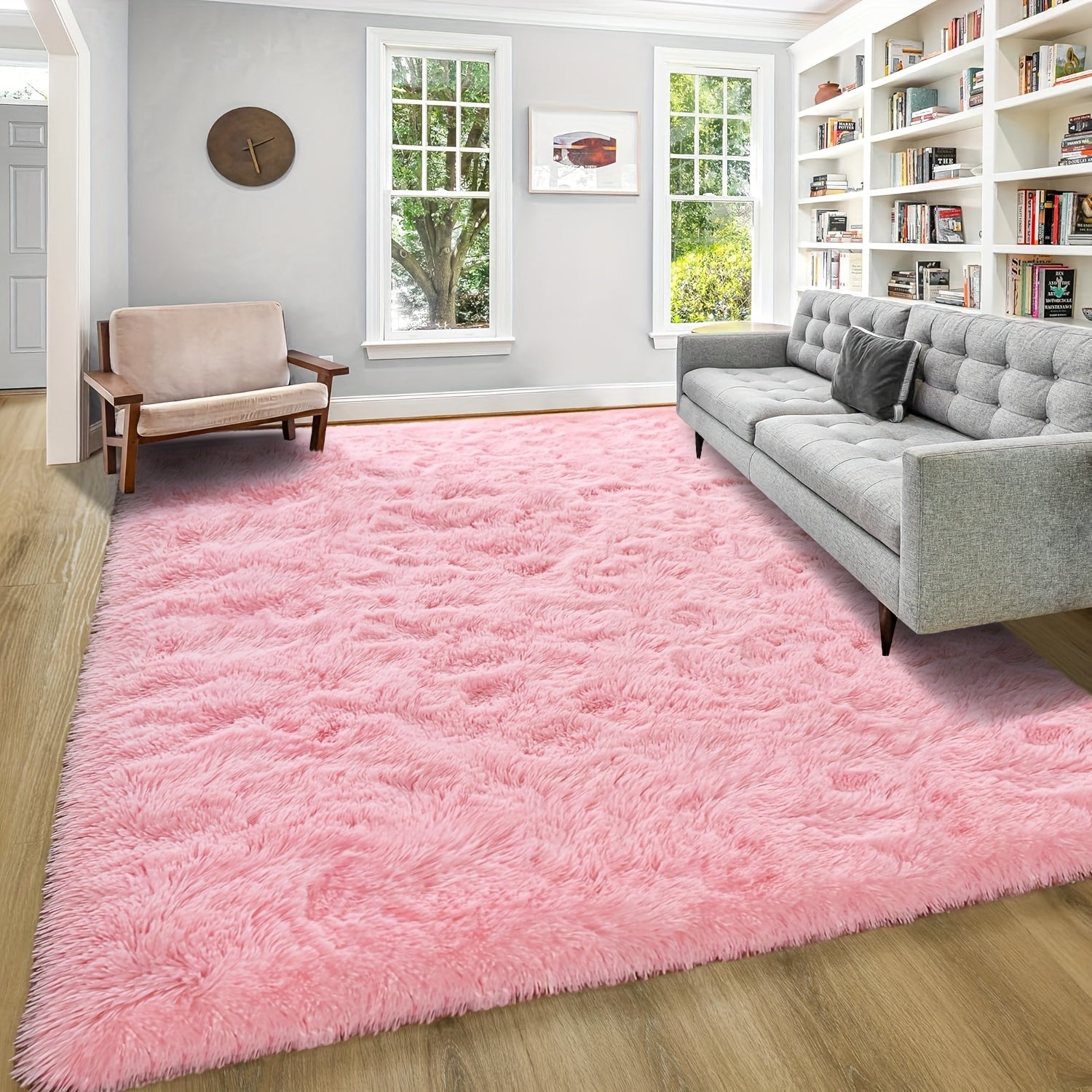 Area Rug – 1pc Luxurious Rectangular Shaggy Plush Carpet Rug - Soft, Fluffy, Tie-dyed, Solid,