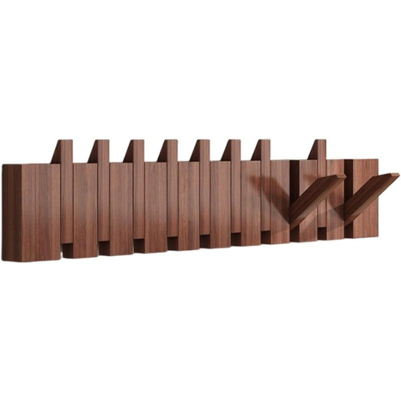 Versatile 1pc Adjustable Home Storage Rack – durable multi-purpose storage, 1pc Natural Wood Wall-Mounted Coat Rack with 10 Hooks - Piano-Shaped Accordion Design Walnut, designed for American homes, daily convenience and practical gifting