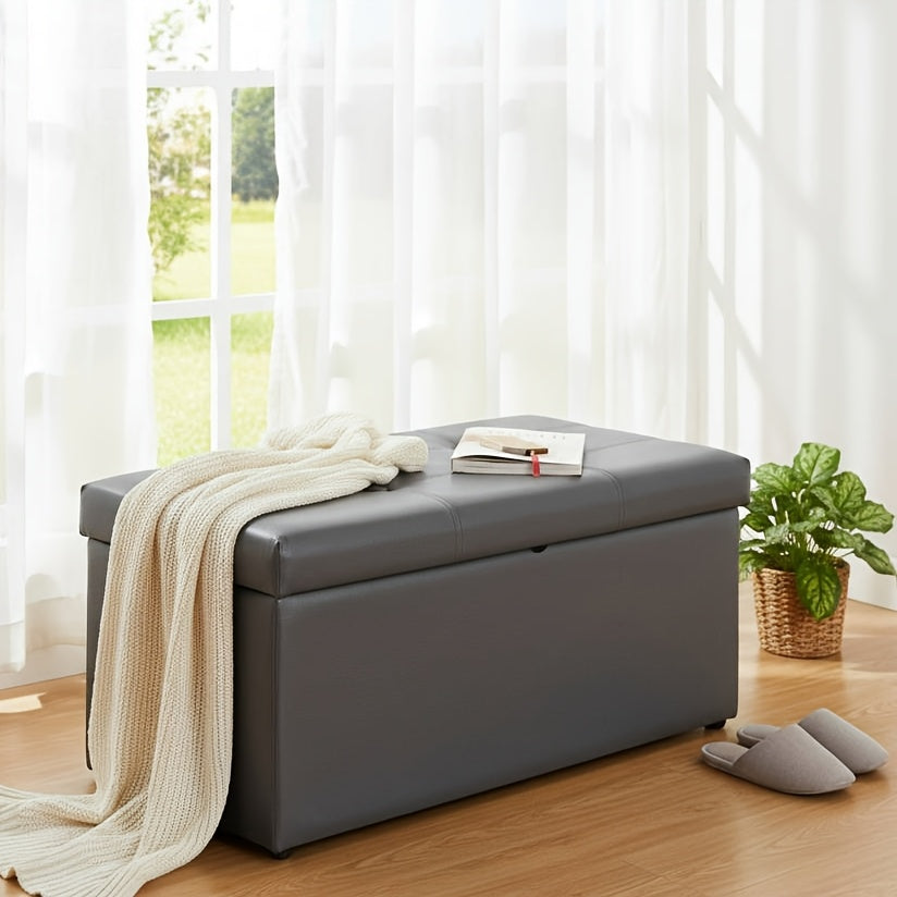 Home Organizer – Multi-Functional Ottoman with Storage Bench Folding Foot Rest Stool