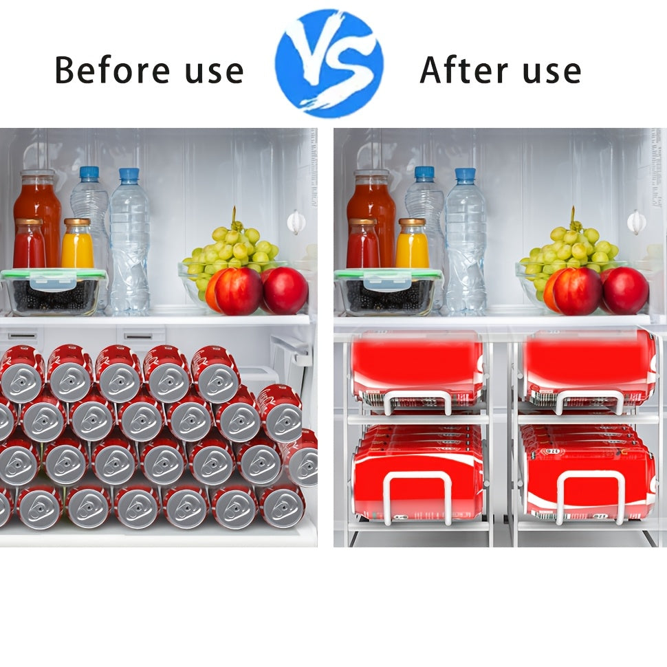 2 Pack Sliding Can Dispenser Rack Stackable Can Storage Organizer Rack For Canned Food Kitchen Cabinet Pantry Countertop Can Rack Organizer