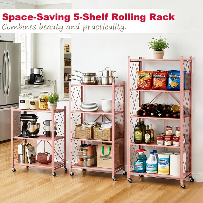 Premium Adjustable Home Storage Rack – durable multi-purpose storage, Foldable Metal Storage Rack Requiring No Installation Designed with Foldable Lockable Casters Practical And, designed for American homes, daily convenience and practical gifting