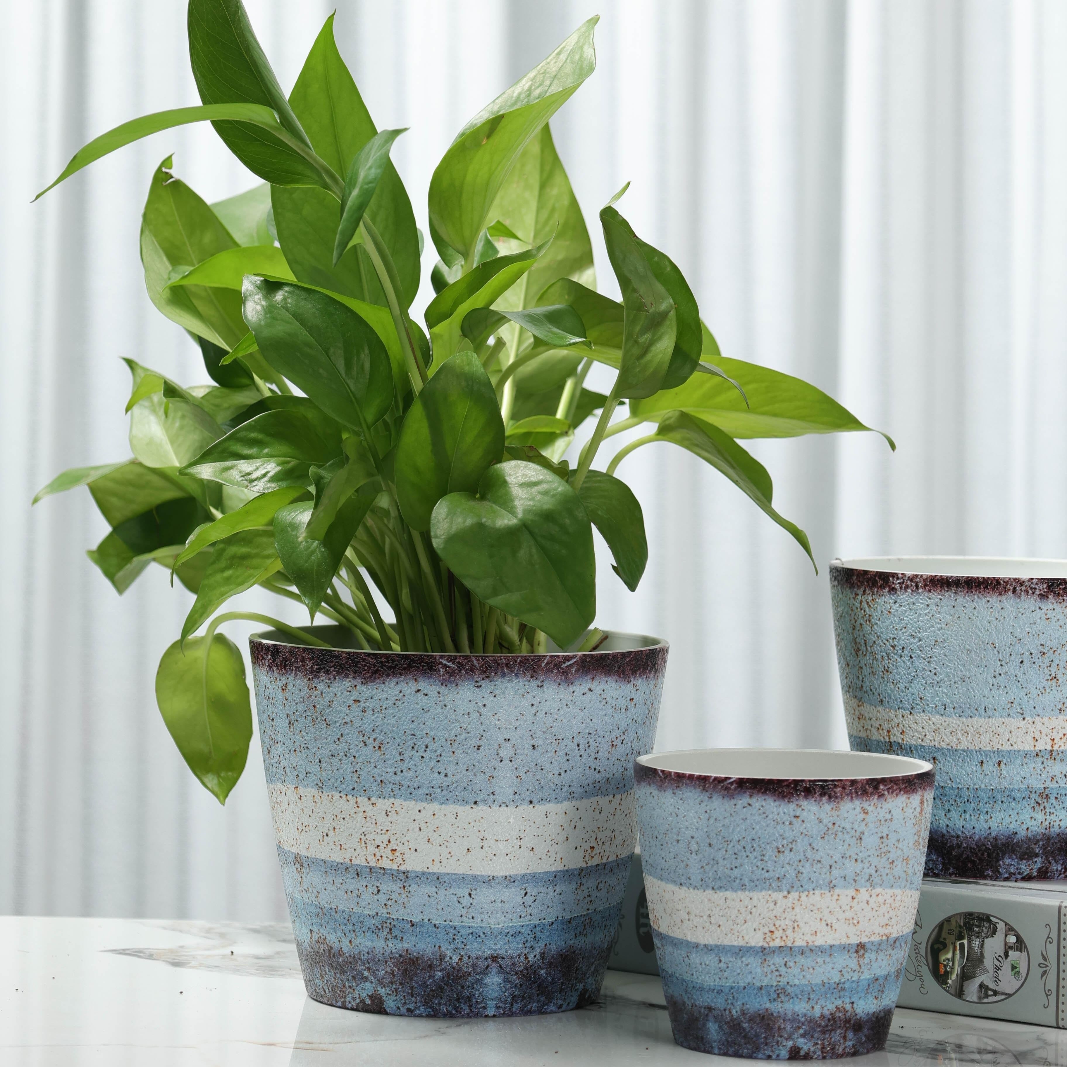 Premium 3pcs Decorative Flower Vase – tabletop floral display and modern home decor, 3pcs Set PolyStone Modern Round Planters - Lightweight Weather-Resistant Indoor Outdoor Flower Pots with, designed for American homes, daily convenience and practica