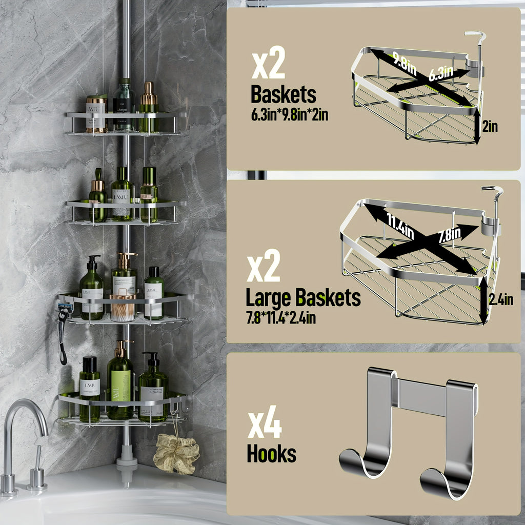 Bathroom Organizer – Corner Shower Caddy Tension Pole, Shower Caddies for Modern US Homes, clutter-free convenience, Versatile Everyday Use and Thoughtful Housewarming Gift