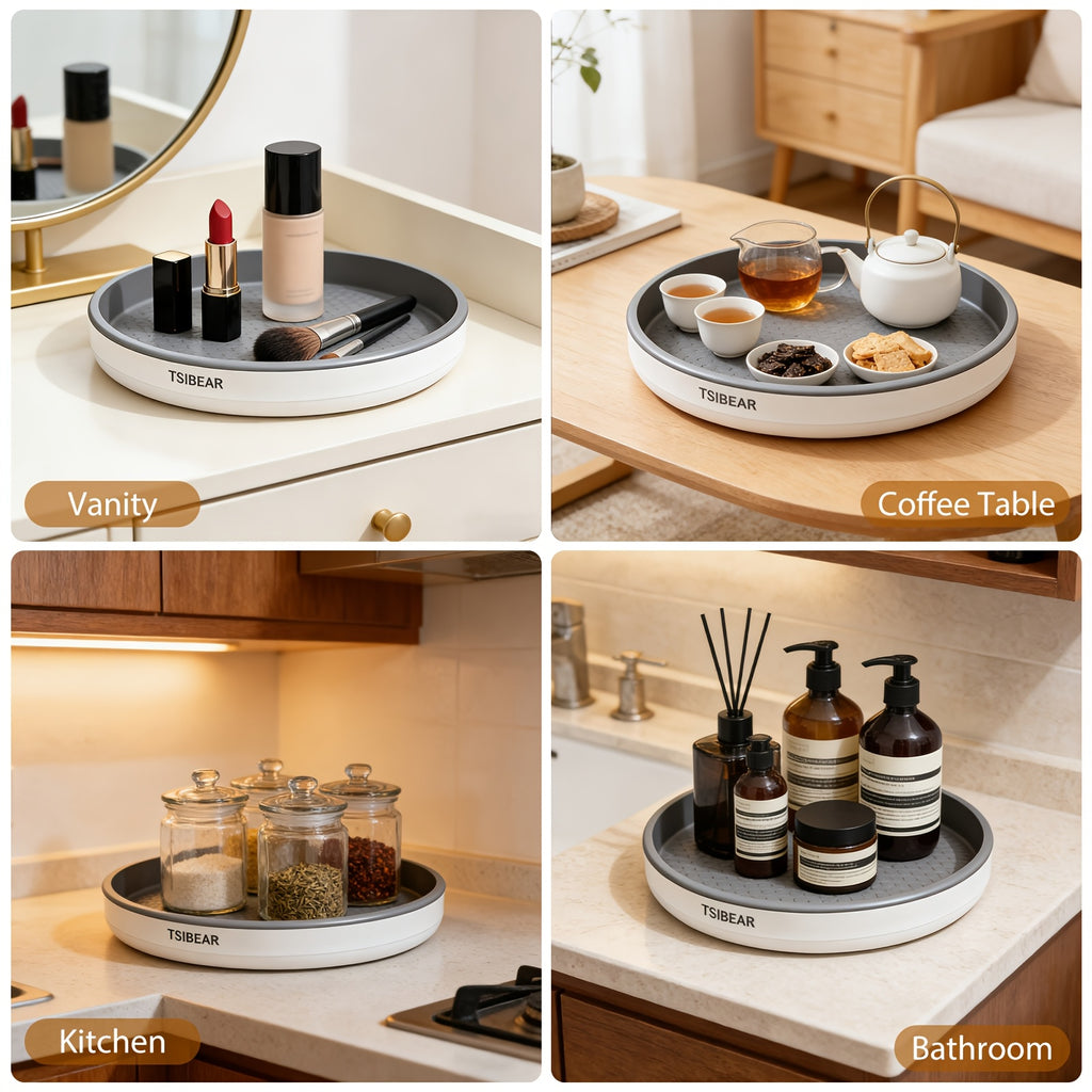 Premium Glass Spice Jar Set – clear reusable pantry storage, 360 Rotating Lazy Susan Turntable Organizer Non-Slip Spice Rack for Kitchen Cabinet Countertop Dining, designed for American homes, daily convenience and practical gifting