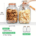 2-pack - Glass Wide-mouth Jar with Sealing Lid, 1 Gallon Wide-mouth Storage Jar with Hinged Lid, for Fermentation, Canning, Preservation, Kitchen Storage