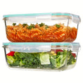 2Pack 1860ml/ 63oz Large Glass Storage Containers With Lids, Meal Prep Food Container Set With Snap Airtight Lid For Baking, Microwave, Oven, Leak Proof, For Freezer, Dishwasher