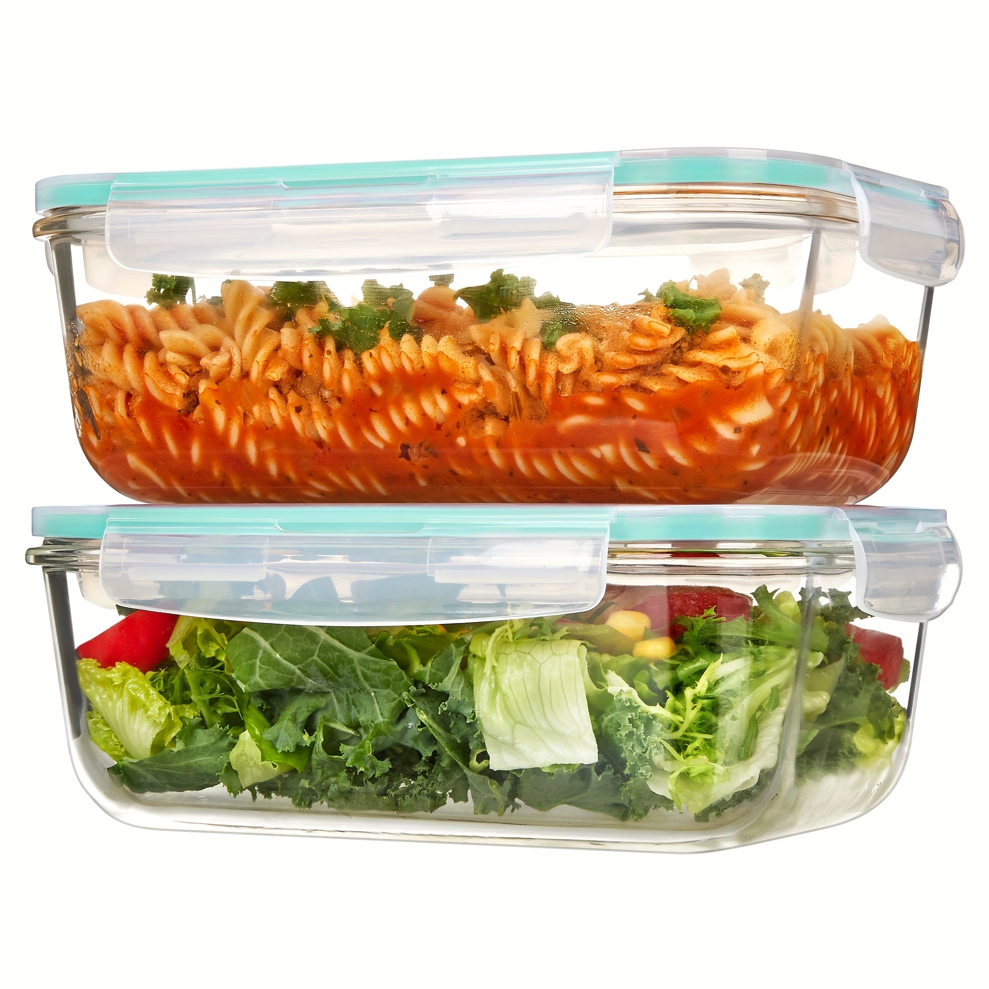 2Pack 1860ml/ 63oz Large Glass Storage Containers With Lids, Meal Prep Food Container Set With Snap Airtight Lid For Baking, Microwave, Oven, Leak Proof, For Freezer, Dishwasher