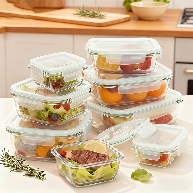 20/16pcs Airtight Glass Food Storage Containers, Outdoor Picnic, Lunch Box, Microwave, Oven - Perfect for Salads, Fruits, Vegetables, And Sandwiches, Lunch Box | Airtight Storage | Durable Glass