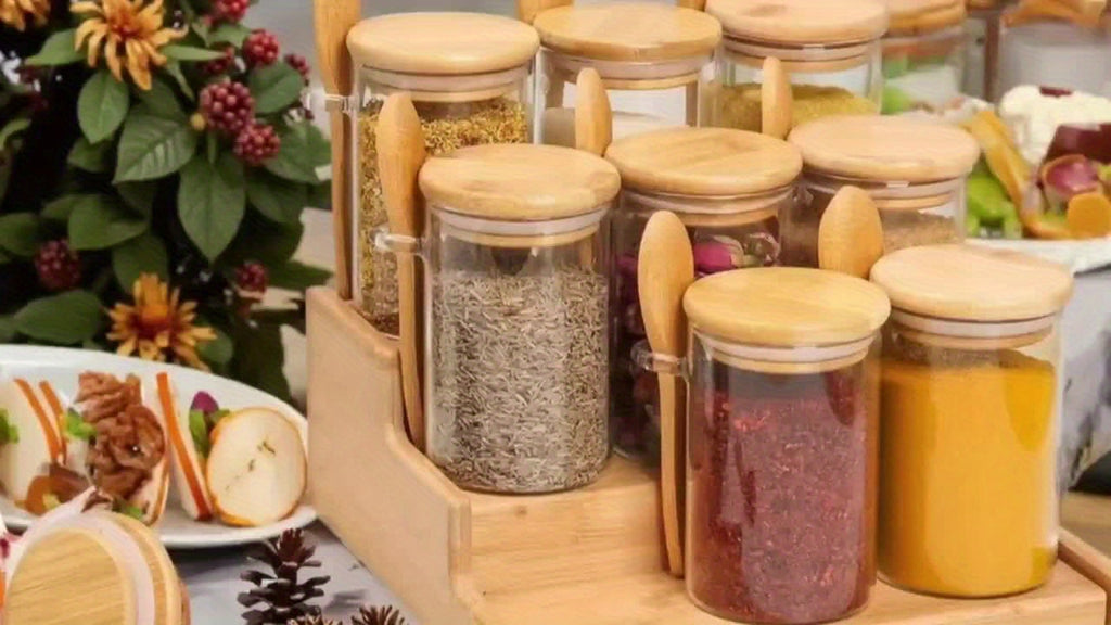 10pcs Glass Jars with Lids & Spoons - Airtight Sealed Containers Suitable for Spices, Salt, Sugar Storage, Lid & Spoon Lid for Camping, Picnic, BBQ, Restaurant Use - Tableware for and Commercial Use