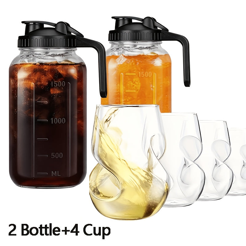 Drinkware – 2-Pack 3-Pack 64Oz Glass Pitcher with Handle for Outdoor Entertaining Leak-Proof