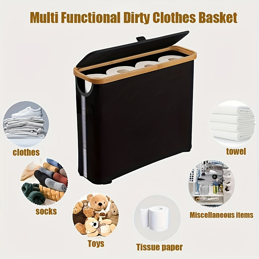 Easy-Access Stackable Home Storage Bins – portable space-saving storage, Bamboo Covered Canvas Tissue Storage Basket Large Capacity Can Hold 9-12 Rolls Dustproof And, designed for American homes, daily convenience and practical gifting