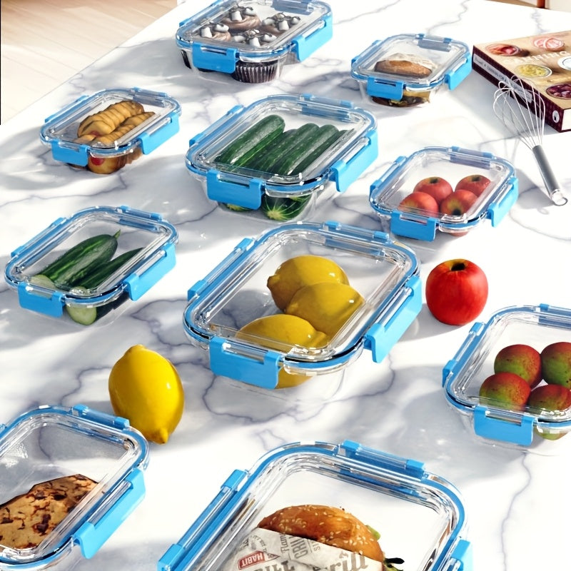 Modern 20pcs Refrigerator Storage Organizer – easy-access fridge organization, Stackable 20pcs Glass Food Container 10 Lids 10 Containers - Multi-purpose Meal Prep And, designed for American homes, daily convenience and practical gifting